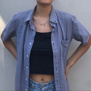 Checkered black and white button up